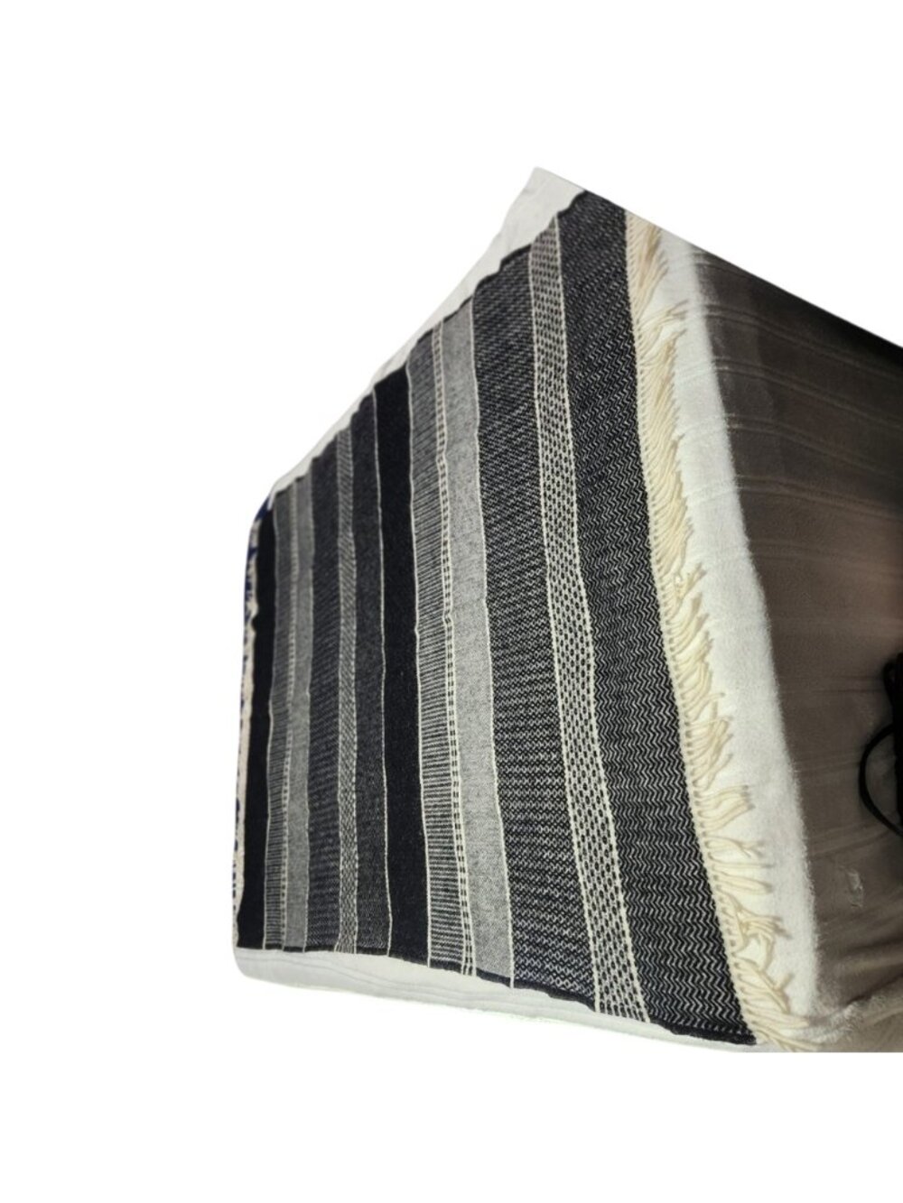 Klippan Lambs wool Black and White Striped Blanket